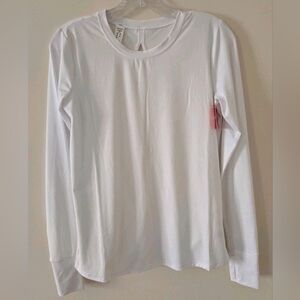 Spanx Butter Long Sleeve Tee Top Sz X Small White Wrap Back Thumb Holes NWT